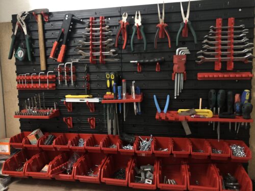 Stěna na nářadí 1152×780 mm – 23 boxů s držáky photo review