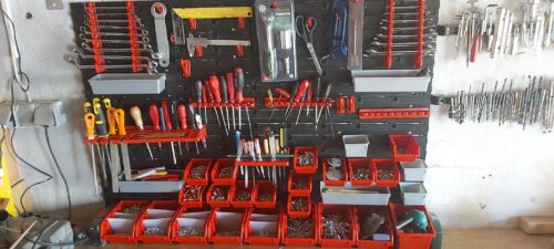 Click to view full screen Stěna na nářadí 1728×780 mm – 50 boxů s držáky photo review