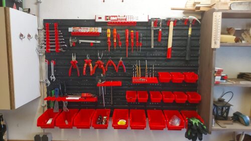 Click to view full screen Stěna na nářadí 1728×780 mm – 50 boxů s držáky photo review