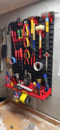 Stěna na nářadí 1728×780 mm – 50 boxů s držáky photo review