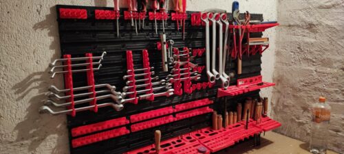 Stěna na nářadí 1728×780 mm – 50 boxů s držáky photo review