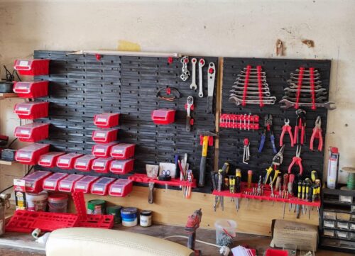 Click to view full screen Stěna na nářadí 1728×780 mm – 50 boxů s držáky photo review