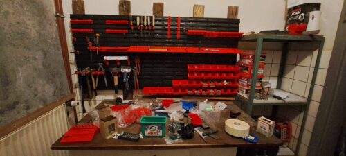 Click to view full screen Stěna na nářadí 1728×780 mm – 50 boxů s držáky photo review