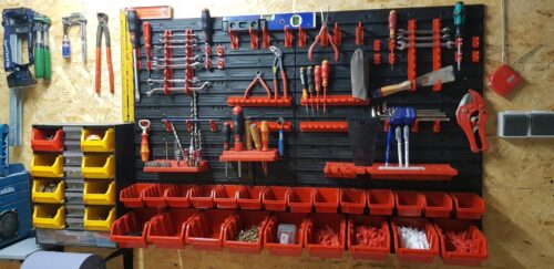 Click to view full screen Stěna na nářadí 1728×780 mm – 50 boxů s držáky photo review