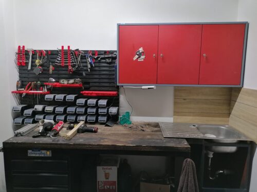 Click to view full screen Stěna na nářadí 1728×780 mm – 50 boxů s držáky photo review